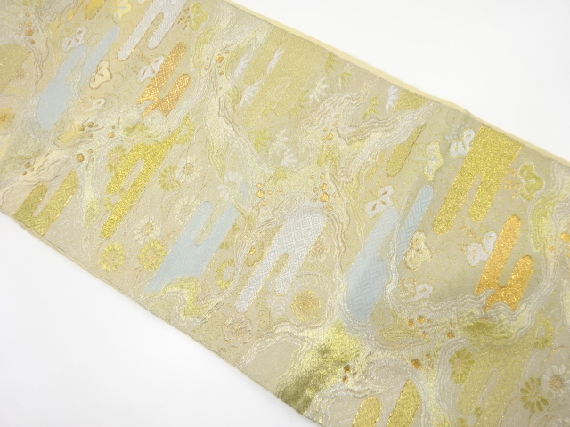 JAPANESE KIMONO / ANTIQUE FUKURO OBI / WOVEN PAULOWNIA & KIKU